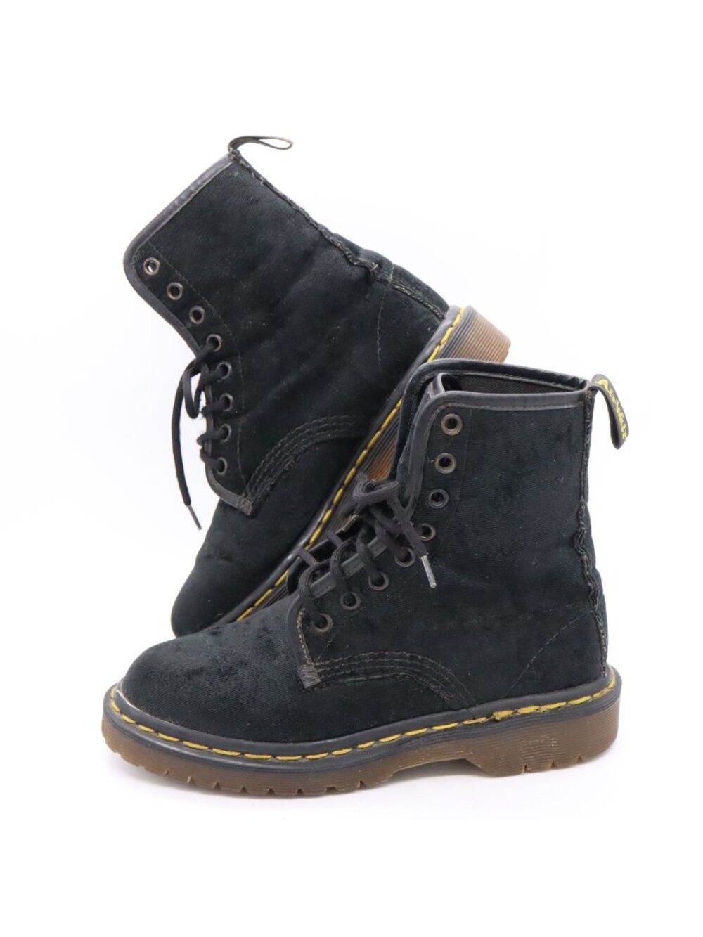 Dr Martens Youth Black Corduroy Combat Boots US Jr Size 3 Made in England 1460